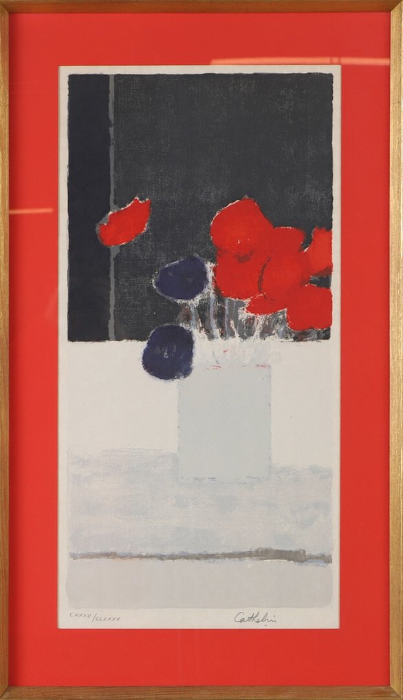 Bernard Cathalín (1919-2004) - Anémones rouges-et-bleu #1.0