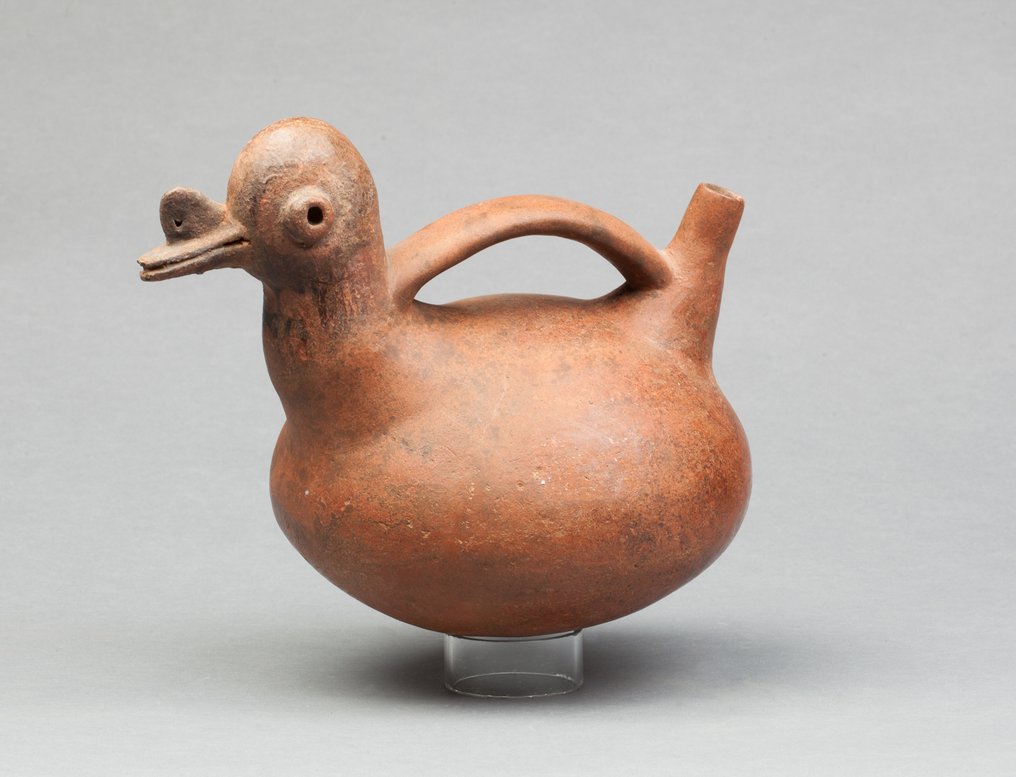 Vicus Cerámica Botella con forma de pájaro - 16.5 cm #1.0