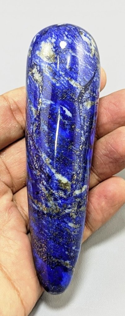 Lápis Lazuli com forte pirita dourada natural Pedra de Massagem para a Palma - Altura: 115 mm - Largura: 32 mm- 1010 g - (6) #4.3