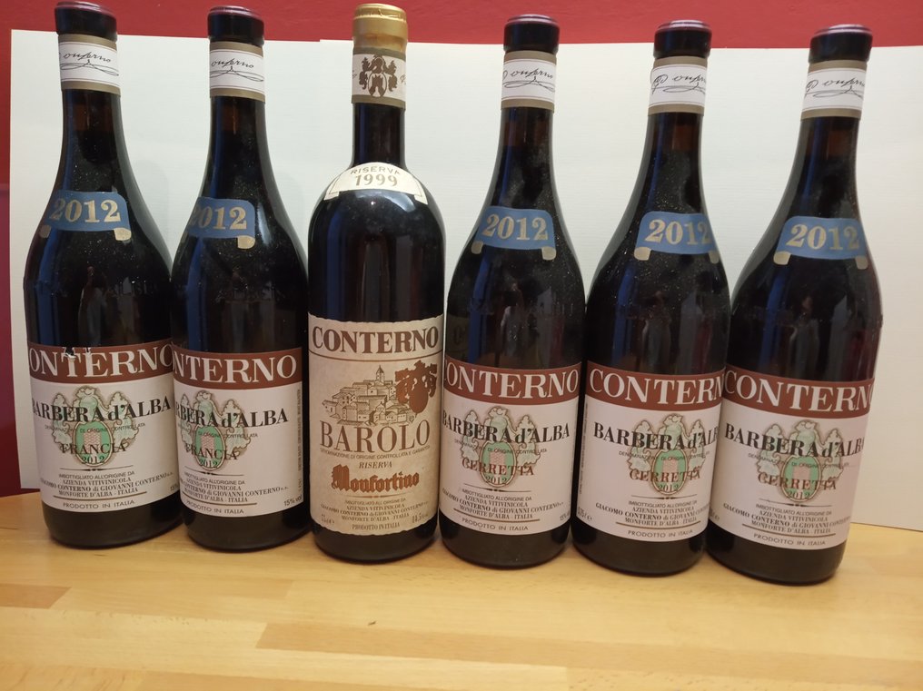 Giacomo Conterno: Monfortino 1999, Barbera Cerretta 2012 x3 & Barbera Francia 2012 x2 - Πιεντμόντ, Μπαρόλο DOCG, DOC - 6 Bottles (0.75L) #1.0
