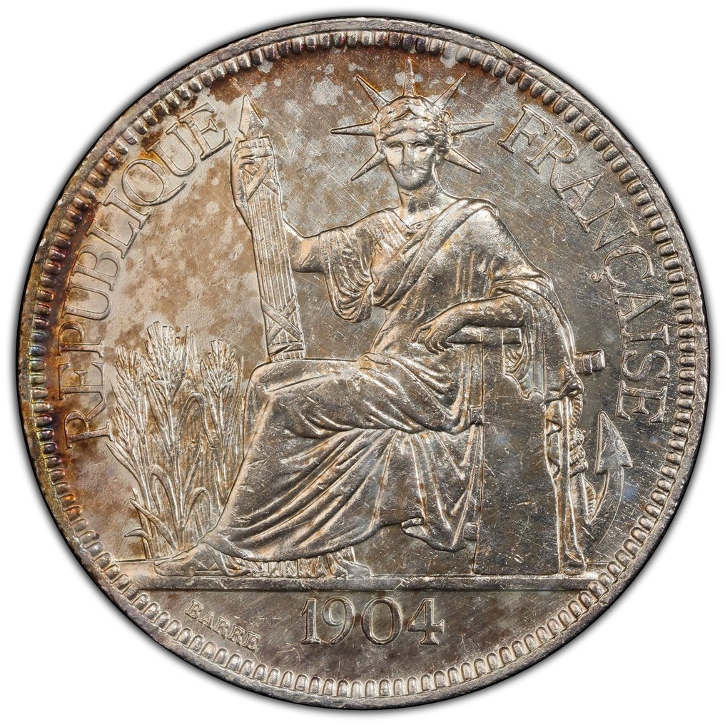 French Indochina. Piastre 1904-A Piastre Lec-287 graded by PCGS UNC #1.0