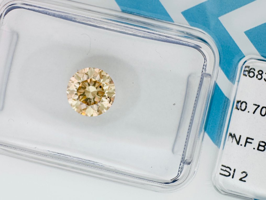 1 pcs 钻石  (天然色彩的)  - 0.70 ct - 圆形 - Fancy 稍帶棕色的 黄色 - SI2 微内含二级 - 国际宝石研究院（IGI） #2.1