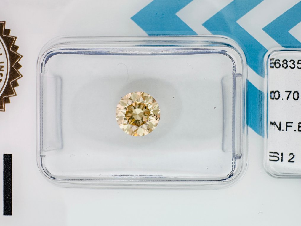 1 pcs 钻石  (天然色彩的)  - 0.70 ct - 圆形 - Fancy 稍帶棕色的 黄色 - SI2 微内含二级 - 国际宝石研究院（IGI） #1.0