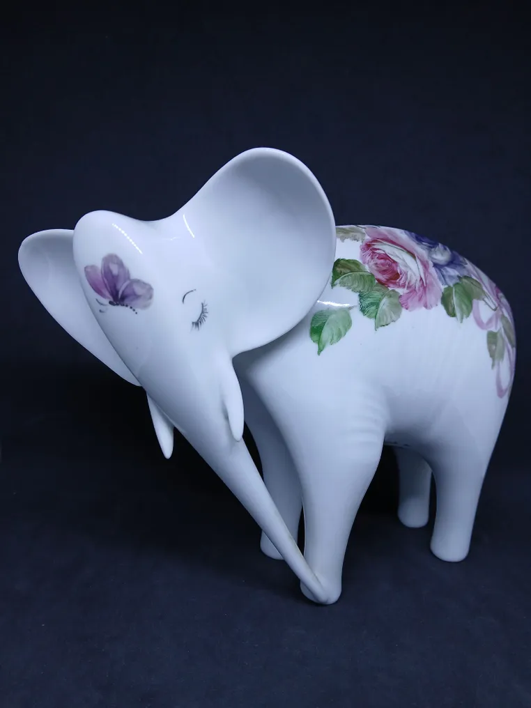 Royal Dux - Statuette - Elephant Floral Painting - Porcelæn #4.3