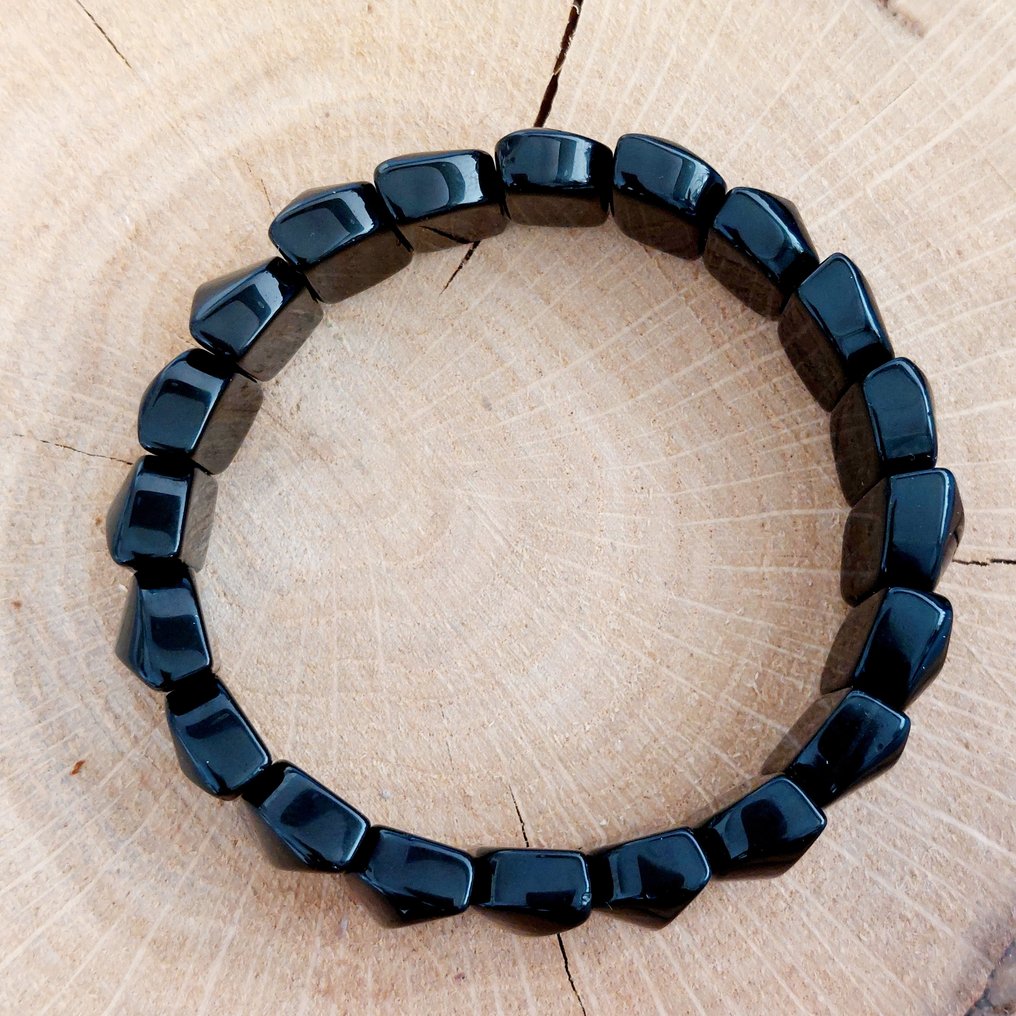 Βραχιόλι από μαύρη όψινη του Μεξικού. Φυσική πέτρα χωρίς ελαττώματα. - Ύψος: 1.5 cm - Πλάτος: 0.3 cm- 30 g - (1) #3.2