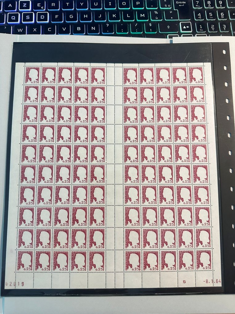 法国 1960 - 超级稀有且完整的邮票，编号为1263g和1263h，全新未使用** #1.0