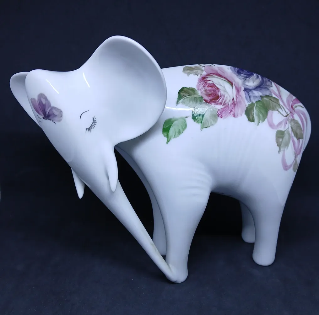 Royal Dux - Statuette - Elephant Floral Painting - Porcelæn #1.0