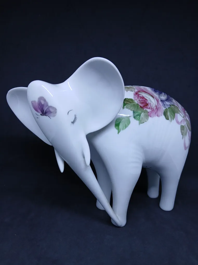 Royal Dux - Statuette - Elephant Floral Painting - Porcelæn #3.2