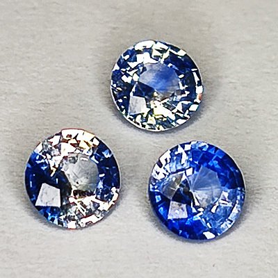 3 pcs Kék Zafír - 1.25 ct - Antwerpeni Drágakővizsgálati Laboratórium (ALGT) #3.2