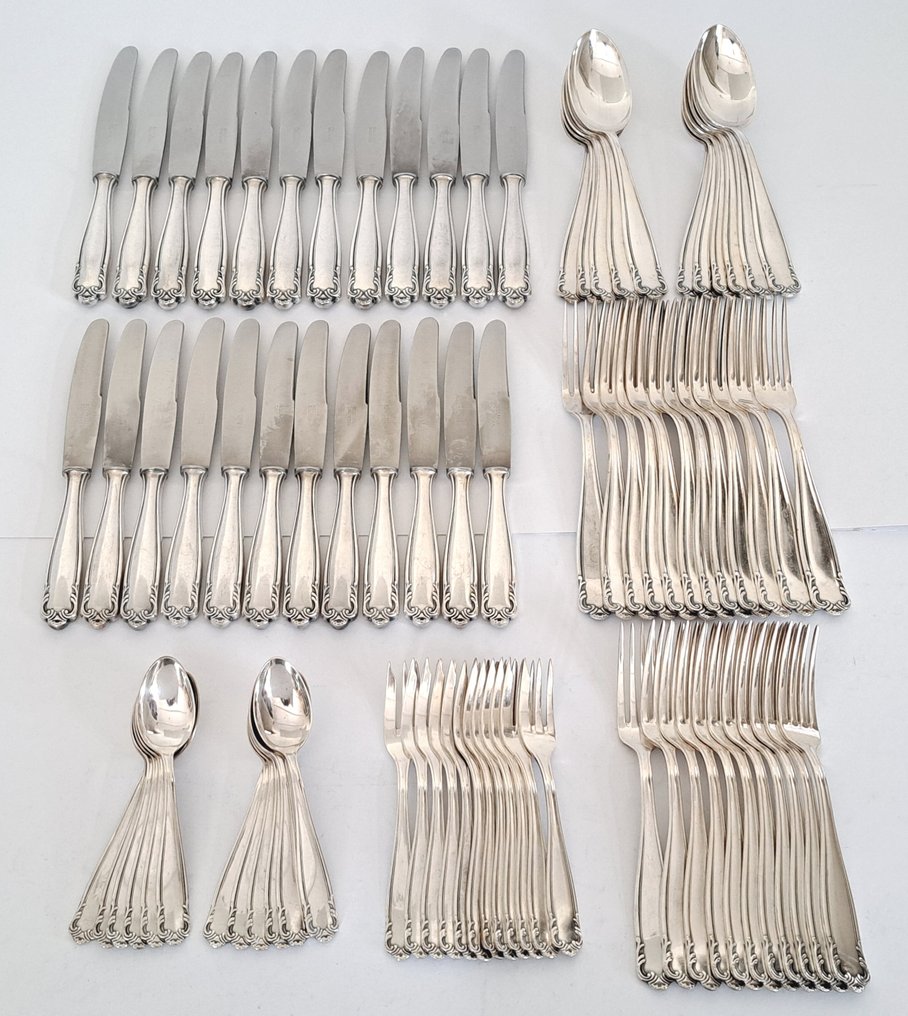Alpacca Silber 100 - Bestekset (83) - Art Nouveau stijl - Verzilverd #2.1