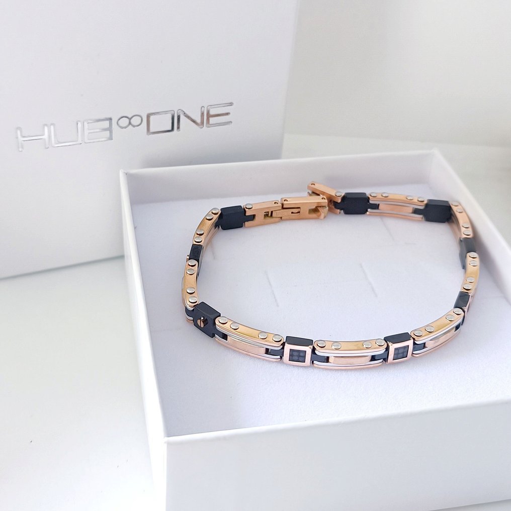 18 克拉 - 不锈钢手链, 玫瑰金 - 手鈪 - 钢铁与黄金 #3.2