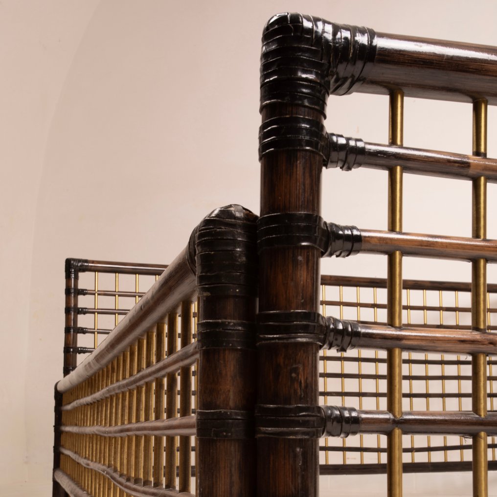 Studio Smania Interni - Alberto Smania - 床 - Marango - 黄铜, Canna, 皮革 #1.0