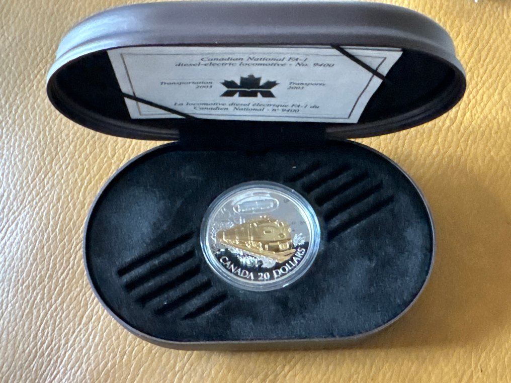 Canadá. 20 Dollars 2003 - "FA-1 - Locomotive" - gold gilded - 1 oz mit CoA und BOX (Sem preço de reserva) #1.0