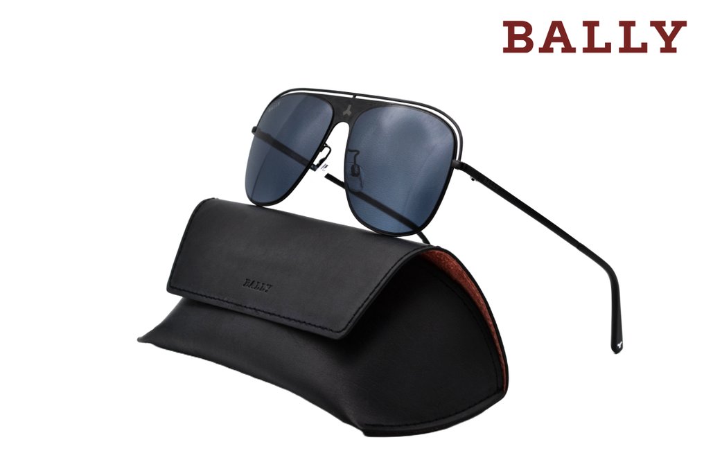 Bally - BY0075H 01V 58 15 145 - Rectangular Black Metal Design with Bally Logo - *New* - Zonnebril #1.0