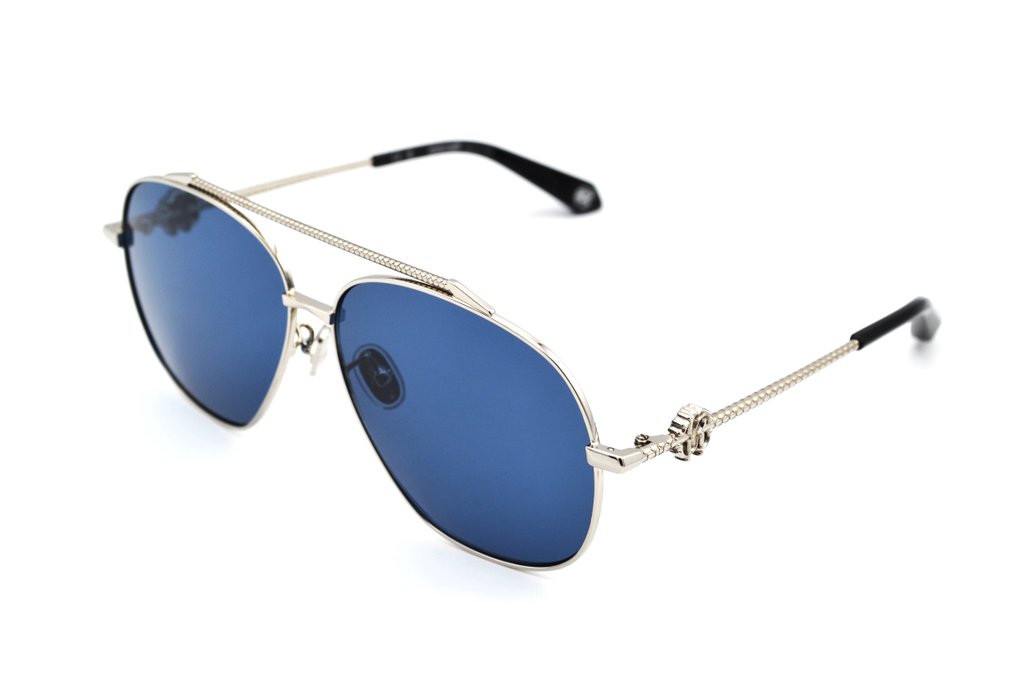 Roberto Cavalli - SRC008V Manufactured by De Rigo - Silver Metal Aviator Design & Blue Lenses - *New - Γυαλιά ηλίου #1.0