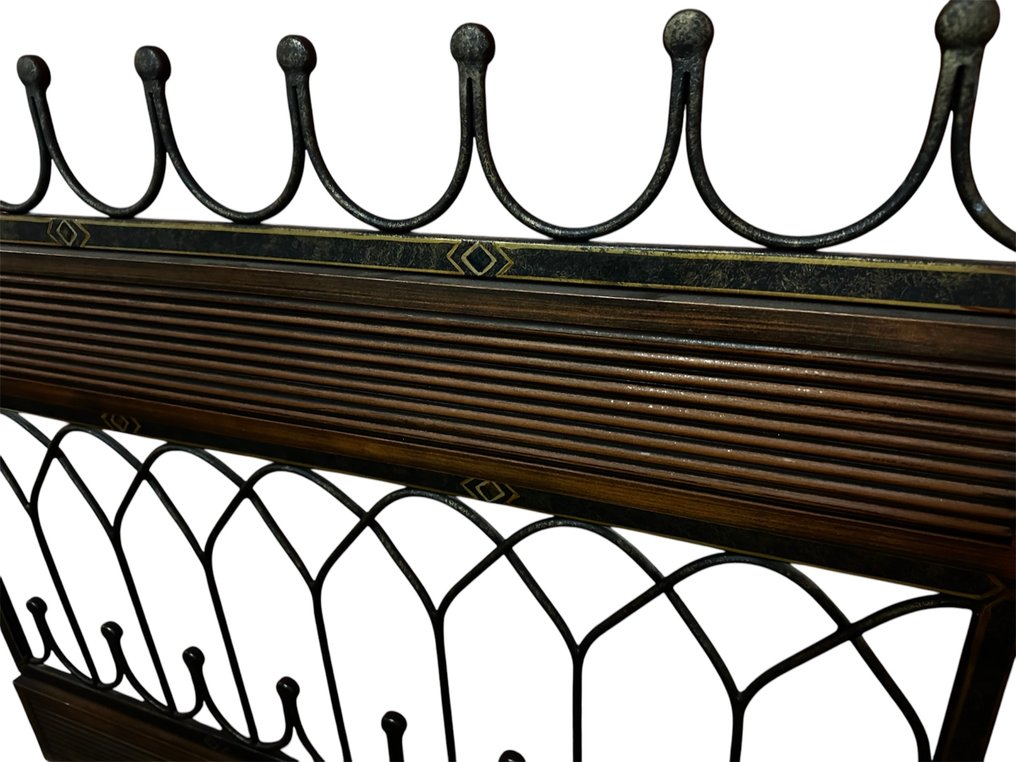 Hoofdsteun - Hout, Metaal - Twee vintage panelen van smeedijzer #4.3