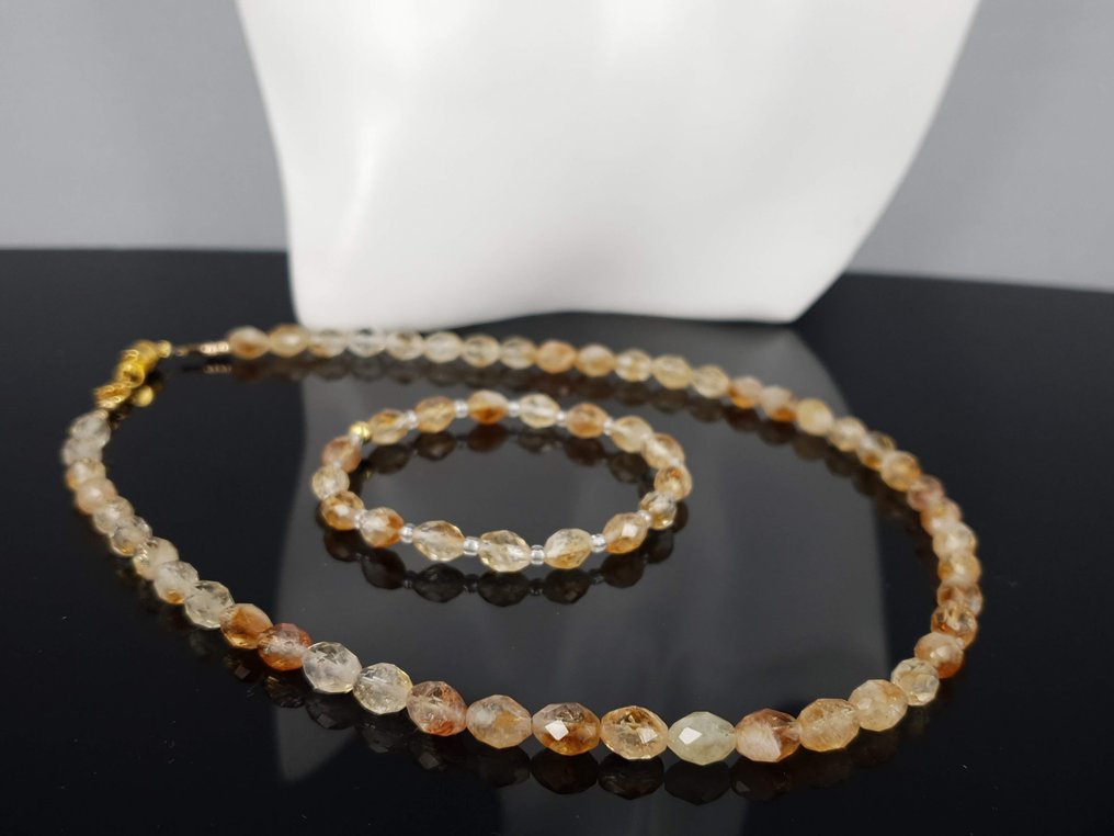 天然黄水晶宝石 / 手链长度：18厘米 / 免运费 - 手镯 #2.1