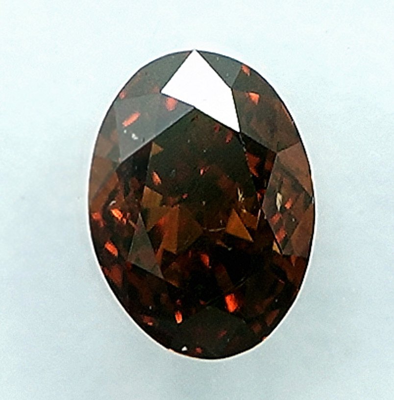 1 pcs 钻石 (天然色彩的) - 0.42 ct - 椭圆形 - Fancy deep 稍帶棕色的, 似橙色 黄色 - SI1 微内含一级 - 国际宝石研究院(IGI) #3.2