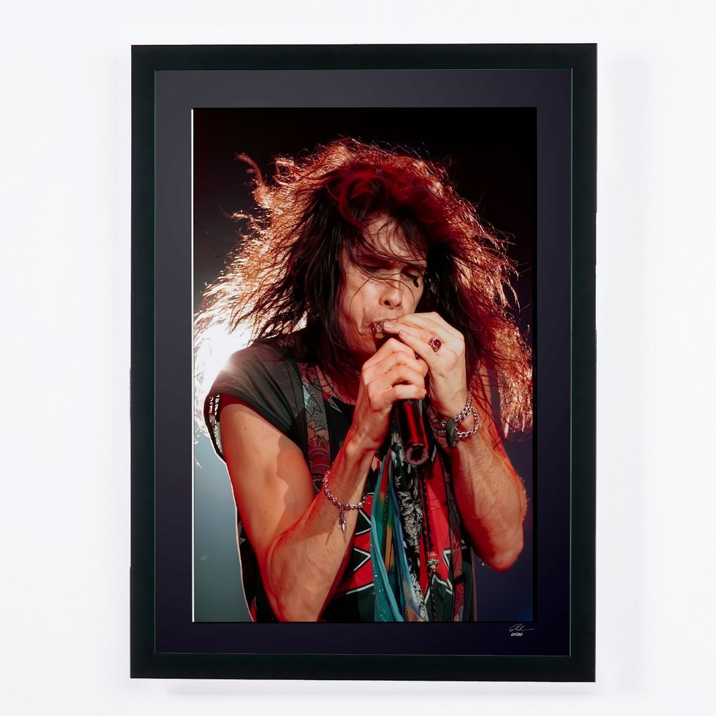 Aerosmith - Steven Tyler - Fine Art Photography - Luxury Wooden Framed 70X50 cm - Limited Edition Nr 02 of 20 - Serial MU177 - Original Certificate (COA), Hologram - 100% New. Shipping Reduction from 3 items #1.0
