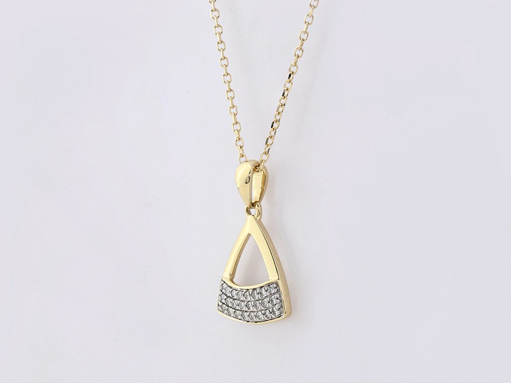 Ketting met hanger - 14 karaat Geel goud -  0.06ct. tw. Diamant (Natuurlijk)  #2.1