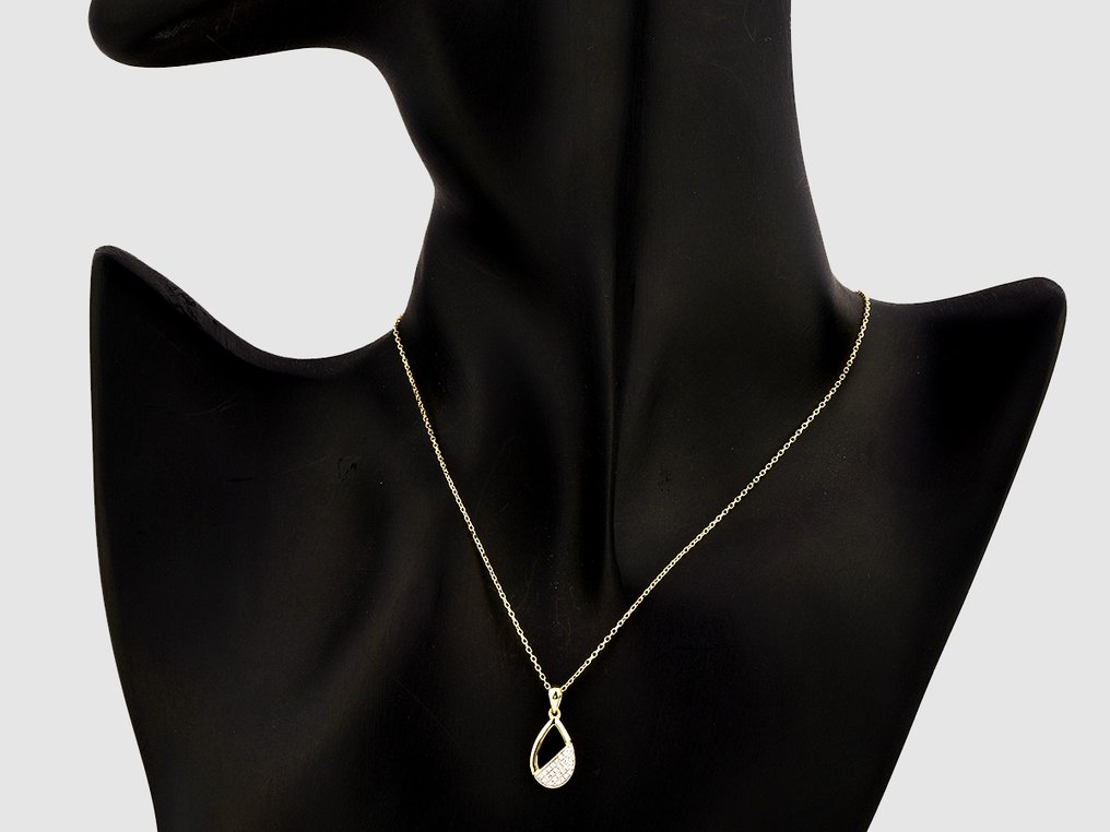 Κολιέ με μενταγιόν - 14 καράτια Κίτρινο χρυσό -  0.06ct. tw. Διαμάντι (Φυσικό)  #4.3