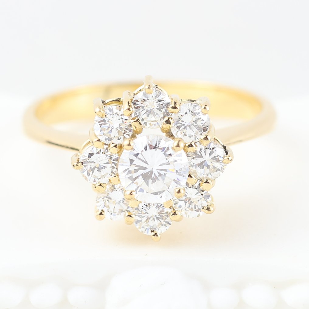 Bague - 18 carats Or jaune -  1.08ct. tw. Diamant (Naturelle) - Diamant #1.0