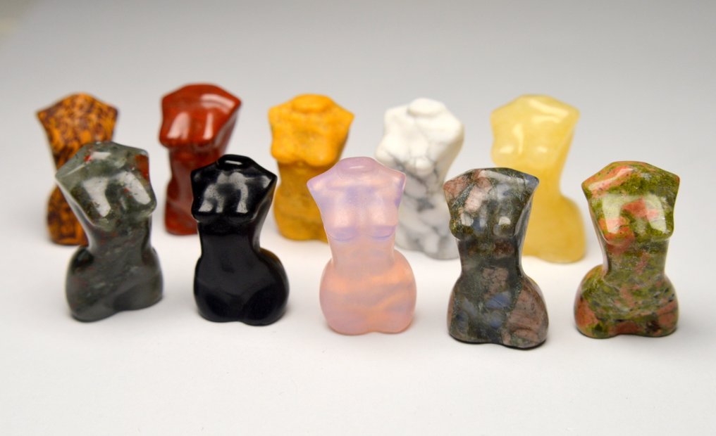 Jasper, Aventurijn, Turquoise, Obsidian, Onyx, Opalite, Unakite Exemplaar- 105 g - (10) #1.0