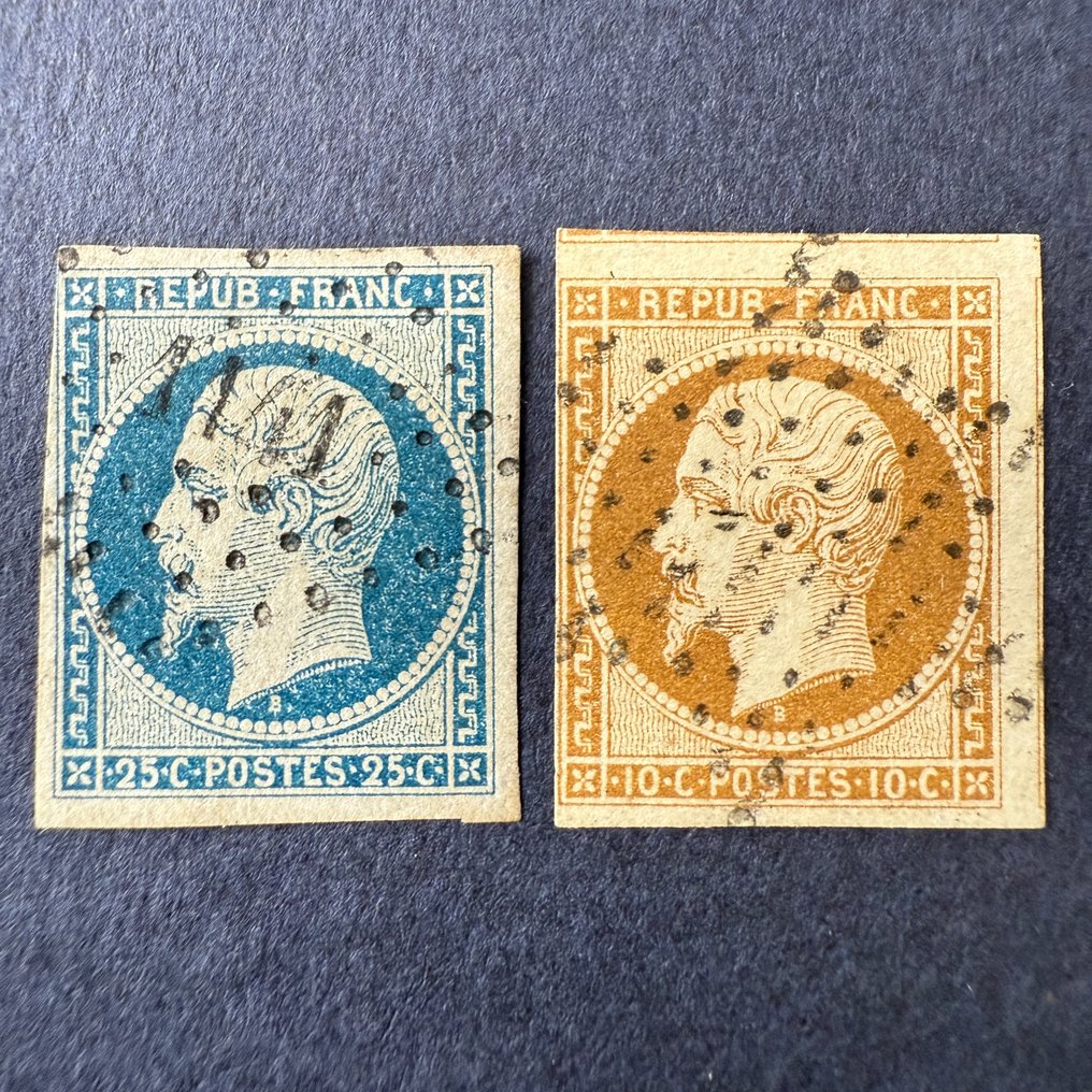 France - Y&T 9/10 'Napoleon Republic 10/25c' (9 with 3 neighbors) canceled - Very Fine #1.0