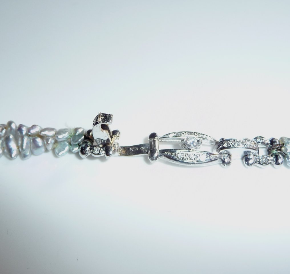 Κολιέ - 18 καράτια Λευκός χρυσός - 0.25ct. tw. Διαμάντι (Φυσικό) - Keshi-Perlen Rüschenbeck #4.3