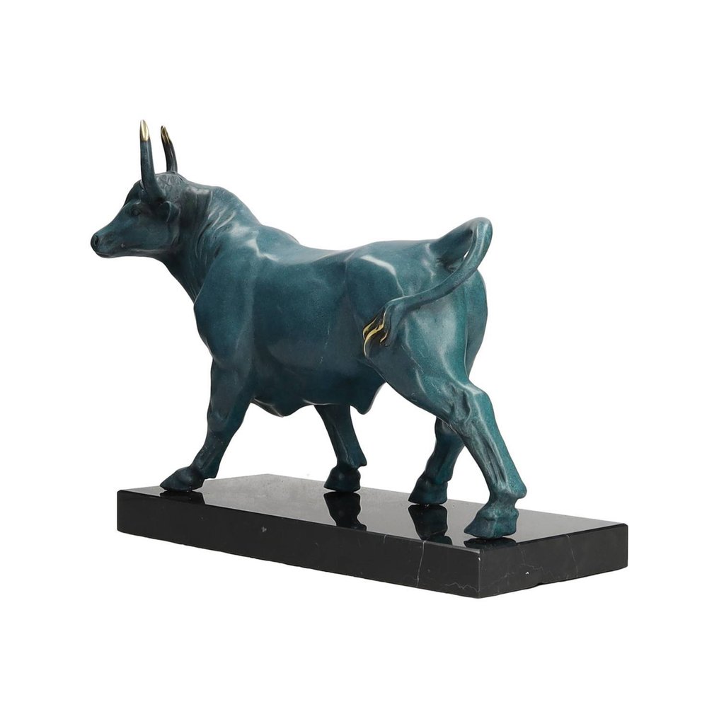 雕像 - Bull - 黄铜色, 大理石 #2.1
