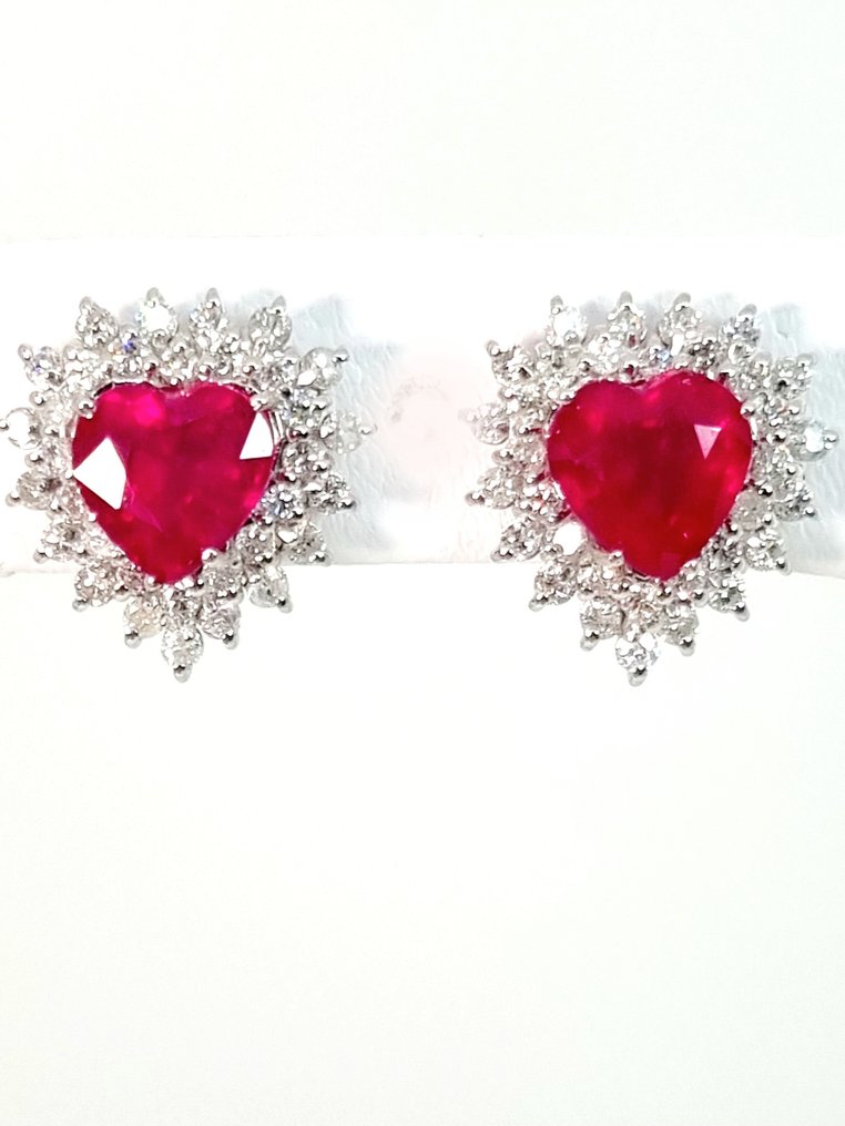 Øredobber - 18 karat Hvitt gull Rubin - Diamant #4.3