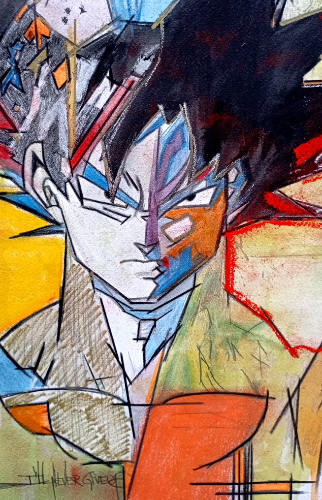 Kodo88 – Original Mixed Media Artwork - Son Goku: 決してあきらめない - Hand Signed #4.3