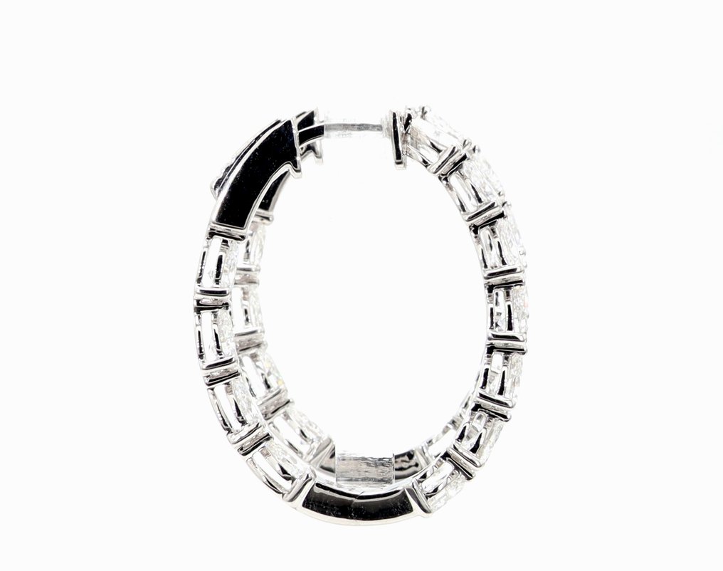 小型钉状耳环 - 14K包金 白金 -  3.07ct. tw. - 钻石 - 梨形内穿环形耳环 #4.3