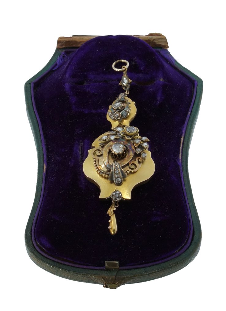 墜飾 - 14 克拉 黃金, 銀 鉆石 (天然) - 维多利亚时代的奢华护套 #4.3