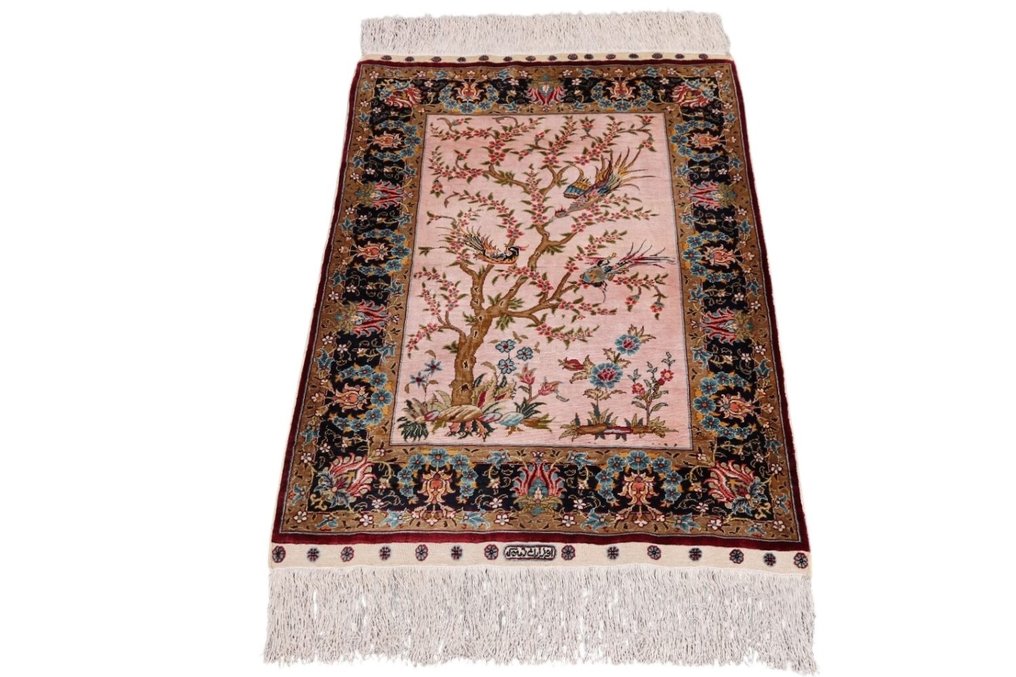 Silk Hereke Signed Carpet with Tree-Of-Life Design - Ren luksus ~810000 knuder/m² - Tæppe - 98 cm - 63 cm #1.0