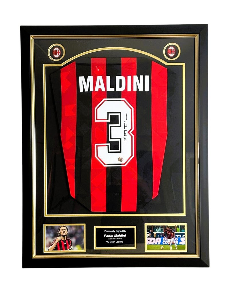 AC Milan - 歐洲足球聯盟 - Paolo Maldini - Premium Frame – Museum Quality - 1994 - 運動衫 #1.0