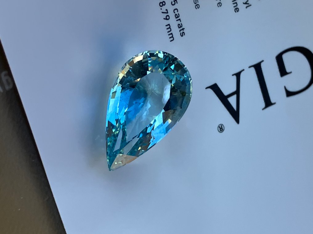 1 pcs  绿色, 蓝色 海蓝宝石  - 9.65 ct - 美国宝石研究院（GIA） #2.1