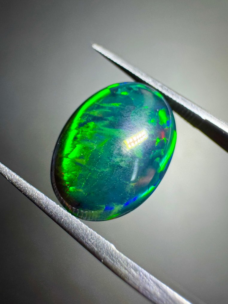 Μαύρος οπάλιος από την Αιθιοπία. 3,29 καράτια. Χωρίς τιμή ελάχιστης αποδοχής. Ωοειδές κομποσχοίνι - Ύψος: 13.95 mm - Πλάτος: 10.05 mm- 0.66 g #1.0