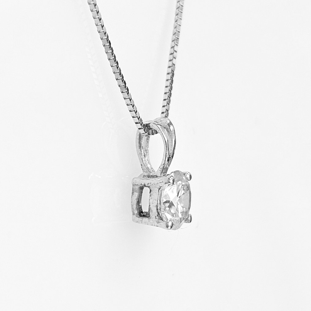 Kaulakoru riipuksella - 14 kt. Valkokulta - 0.42ct. tw. Timantti (Luonnollinen) #1.0