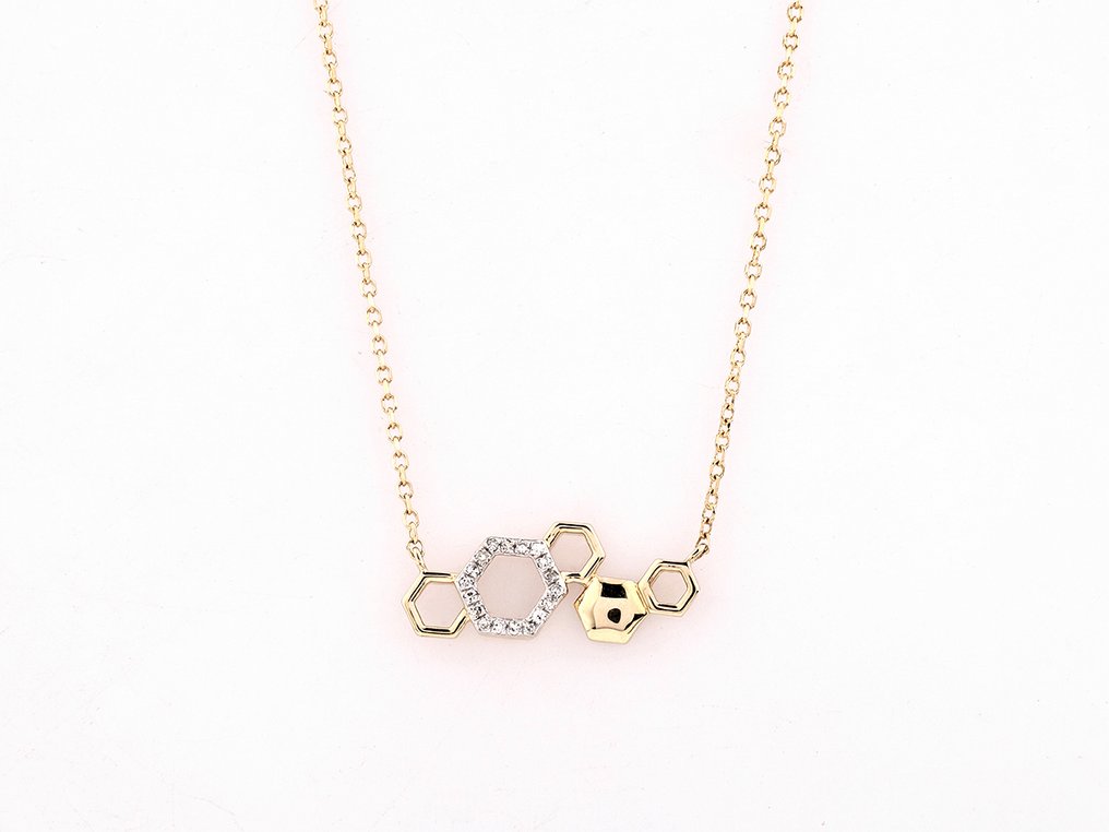 吊坠项链 - 14K包金 黄金 -  0.04ct. tw. 钻石 (天然)  #1.0