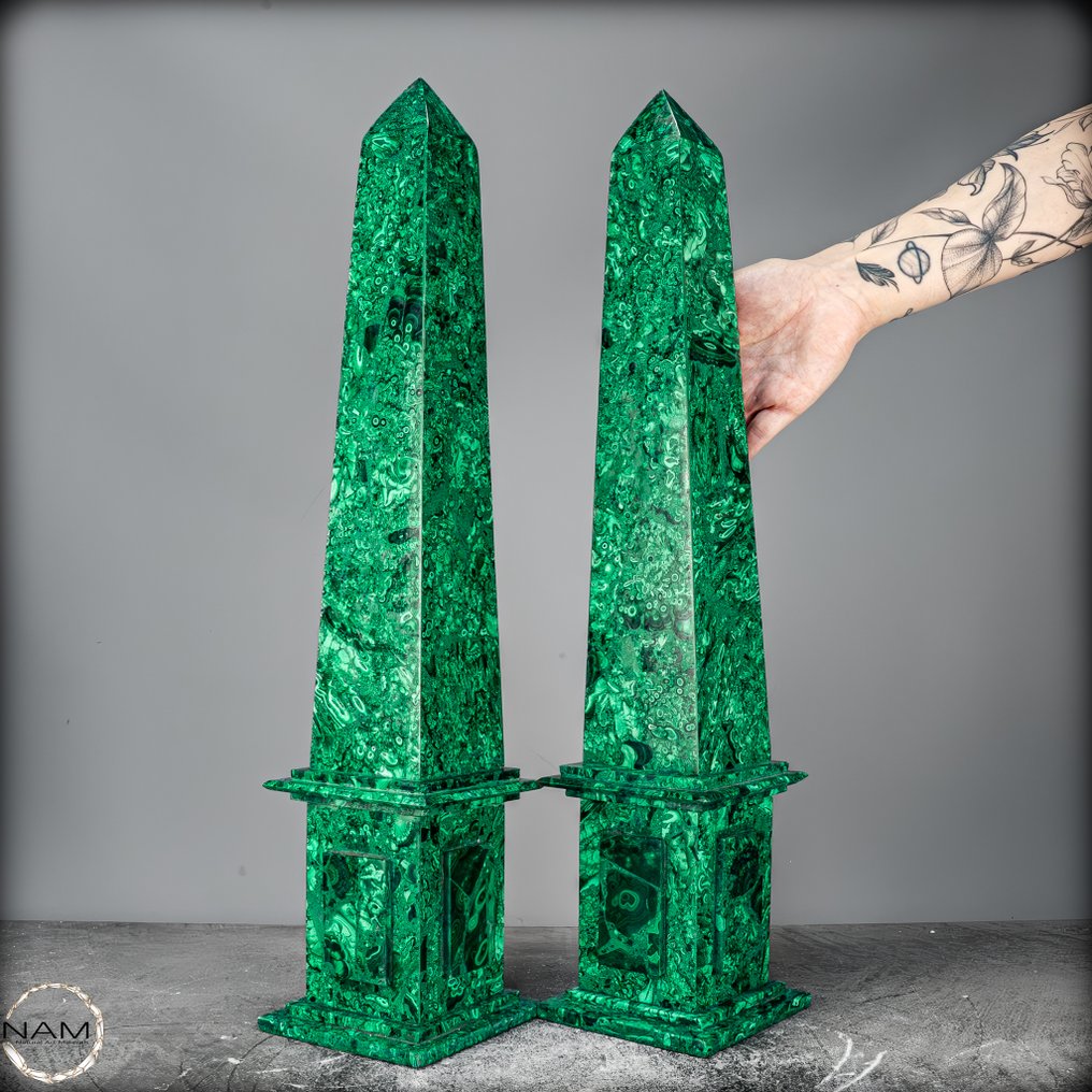 来自刚果的天然孔雀石双子方尖碑 最高品质- 6104.38 g - (2) #2.1