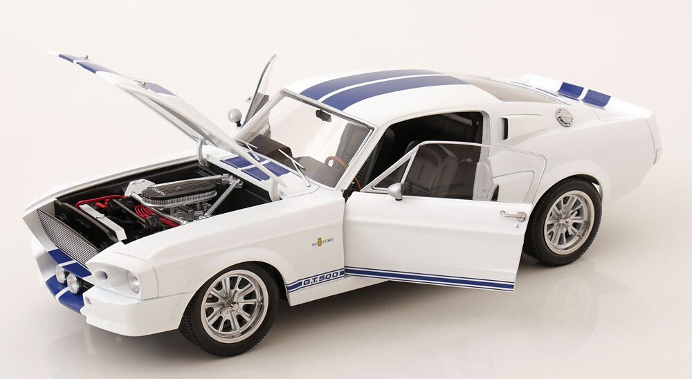 kk-scale 1:12 - Model car - Ford Mustang Shelby GT500 - 1967 - Wit met blauwe striping - Big scale! #3.2