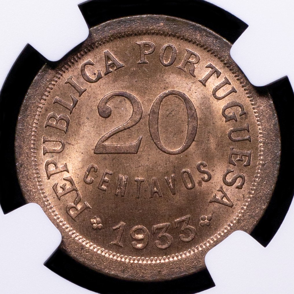 Gwinea Portugalska. Republic. 20 centavos 1933 - NGC - MS 65 #1.0