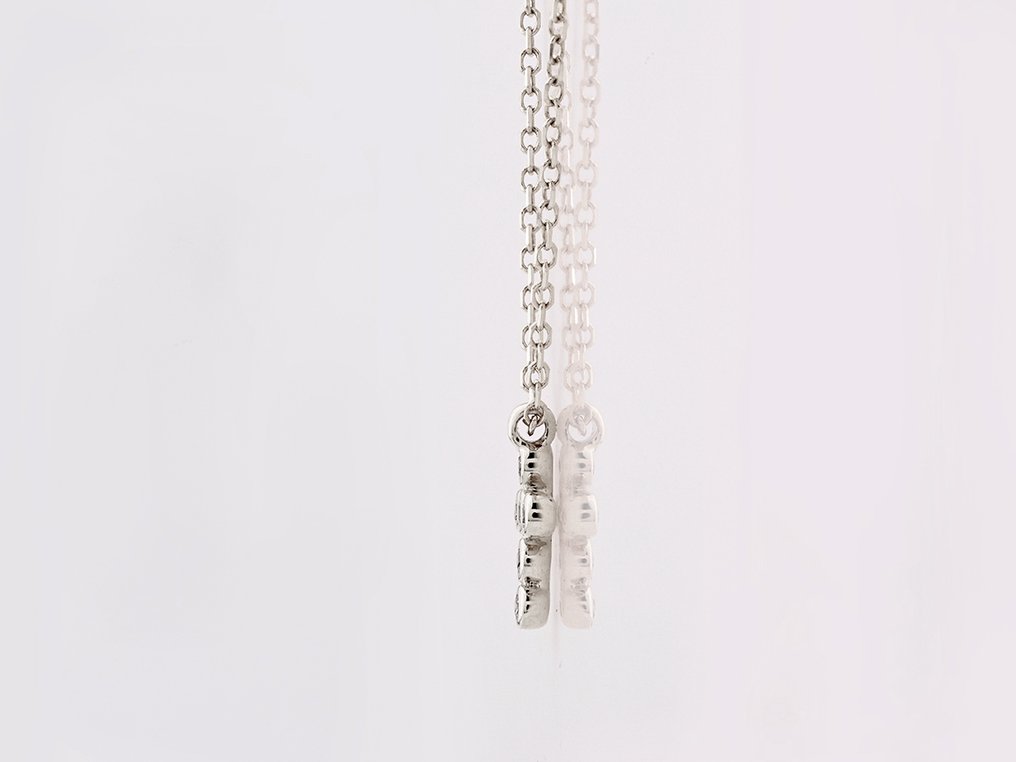 沒有保留價 - 吊墜頸鏈 - 14 克拉 白金 -  0.03ct. tw. 鉆石 (天然)  #2.1
