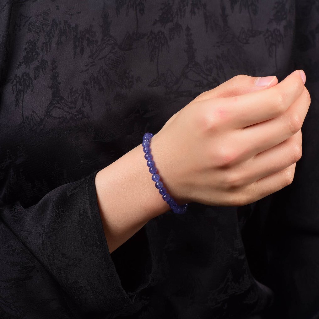 ALGT认证 - 天然坦桑石手链 - 紫蓝色的永恒优雅- 9.65 g #1.0