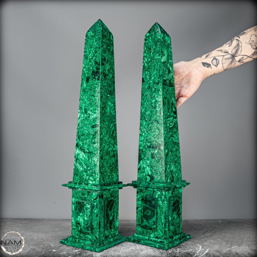 来自刚果的天然孔雀石双子方尖碑 最高品质- 6104.38 g - (2) #3.2