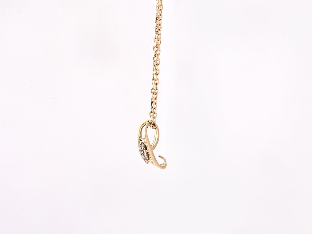 Nincs minimálár - Nyaklánc medállal - 14 kt. Sárga arany - 0.10ct. tw. Gyémánt (Természetes) #4.3