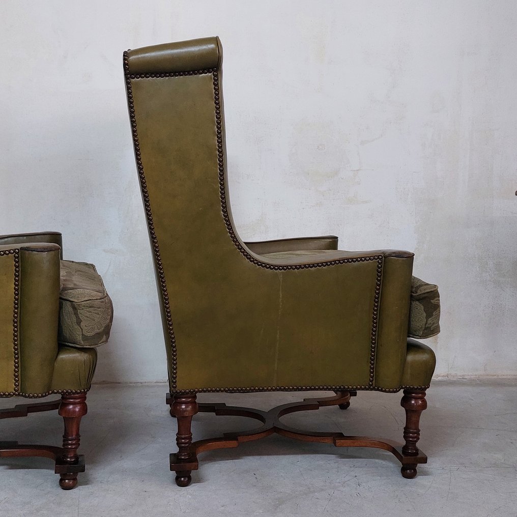 chesterfield style - Fåtölj (2) - Läder, Trä - Chesterfield bergere #4.3