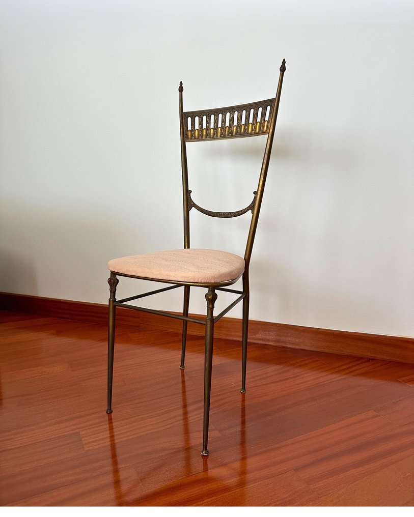 Chair - Brass - Chair in neoclassical style, Hollywood Regency of the 1940s in the style of Chiavari and Maison #3.2