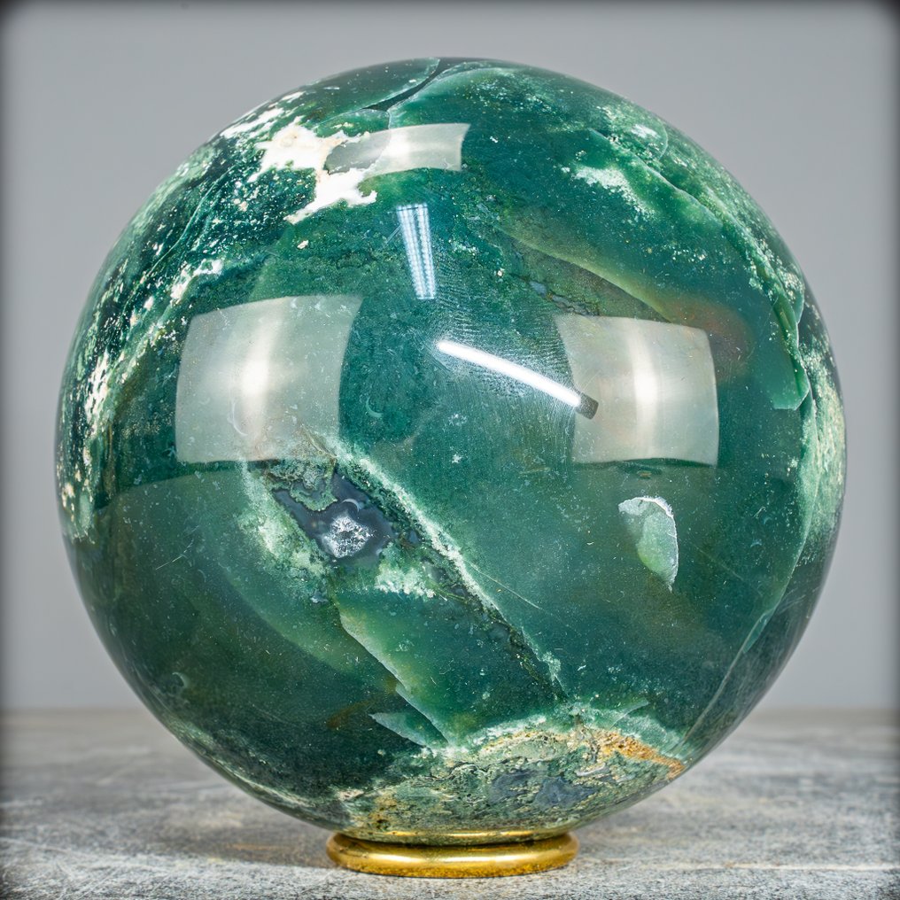 顶级品质天然极具艺术感的苔藓玛瑙 Sphere- 2996.57 g #4.3